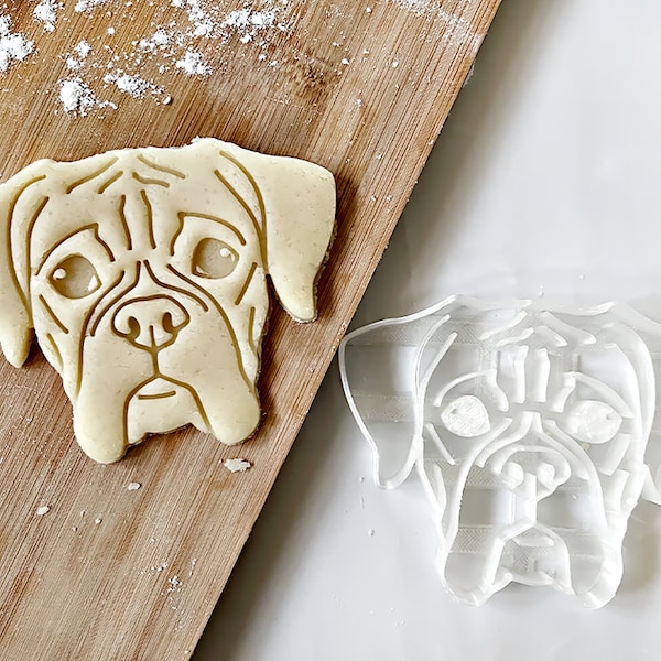 Boxer Cookie Cutter | Dog Portrait Cutter | Fondant Cutter with stamp | 3D printed