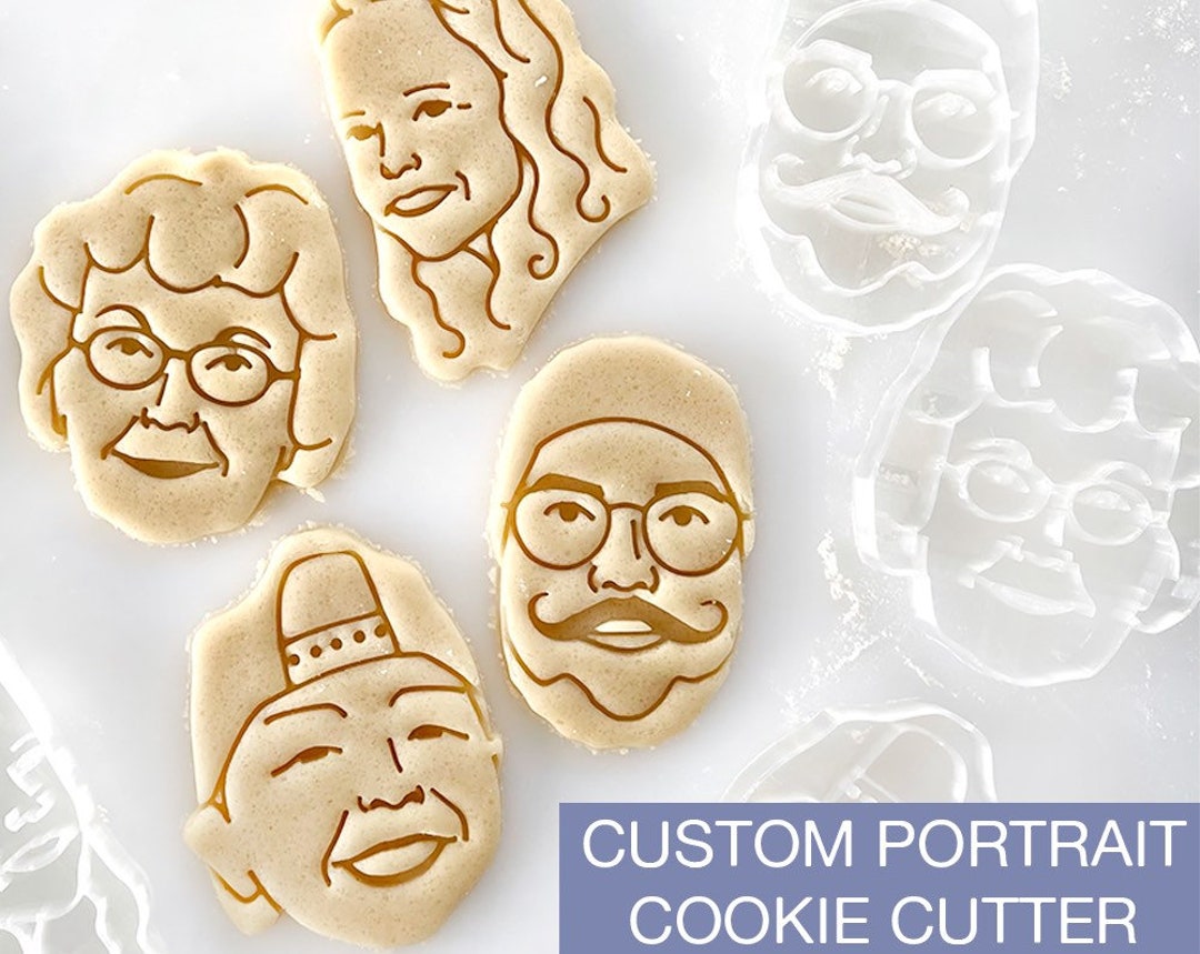 Custom Portrait Cookie Cutter With Imprint, Custom Unique Gift, Face Cookie Cutter, Christmas