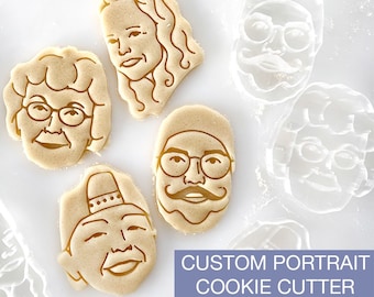 Custom Portrait Cookie Cutter with imprint, Custom unique gift, Face cookie cutter, Christmas gift