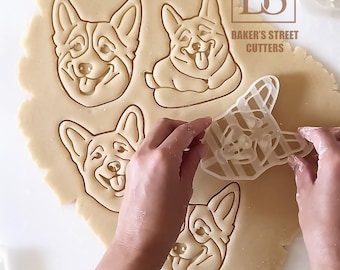 Corgi Portrait Cookie Cutter: 3D Printed Dog Face Stamp, Custom Pet Gift