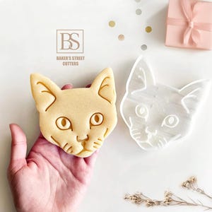 Cat Face Cookie Cutter: 3D Printed Fondant Clay Stamp, Custom Cat Portrait Gift