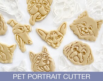 Custom Pet Portrait Cookie Cutter, Gift for pet lover, Cat Dog Face, 3D printed