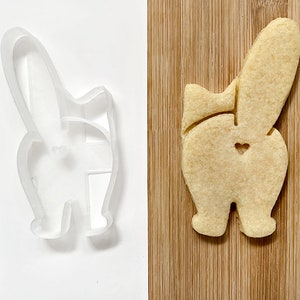 Cat Butt 2 Cookie Cutter, 3d Printed Cutter, Fondant Cutter with stamp