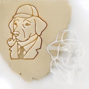 Sherlock Dog Cookie Cutter Labrador Cookie Stamp Detective Dog Fondant and Clay Cutter Gift for Dog Lovers Baking Tool