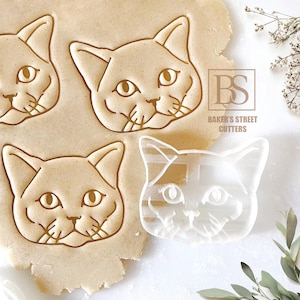 British Shorthair Cat Face Cookie Cutter: 3D Printed Custom Pet Stamp
