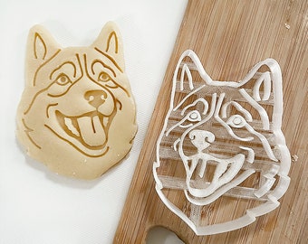 Husky Cookie Cutter, Dog Portrait Cookie Cutter for husky owner, Fondant and Clay
