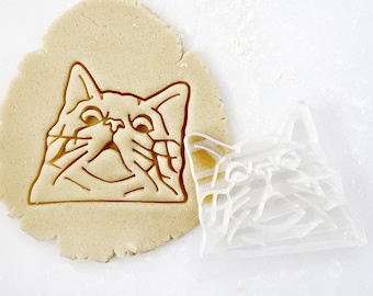 Funny Cat Cookie Cutter, Cookie Stamp