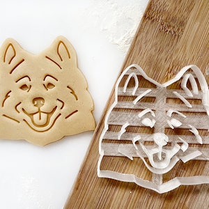 Samoyed Cookie Cutter, Pet Portrait Cookie Cutter, Fondant and Clay, Cookie Stamp