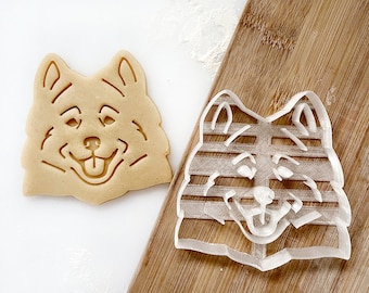 Samoyed Cookie Cutter, Pet Portrait Cookie Cutter, Fondant and Clay, Cookie Stamp