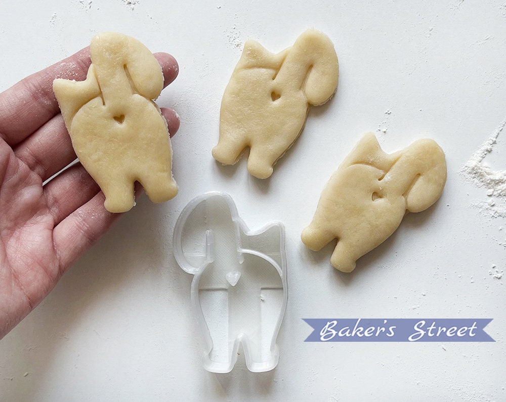 Cat Butt Cookie Cutter, 3d Printed Cutter, Fondant Cutter with stamp