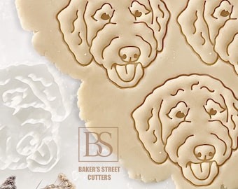 Doodle Bordoodle Cookie Cutter, Dog Portrait Cookie Stamp