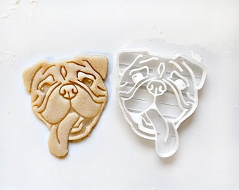 English Bulldog Cookie Cutter, Dog Cookie Cutter, Fondant and Clay, Cookie Stamp