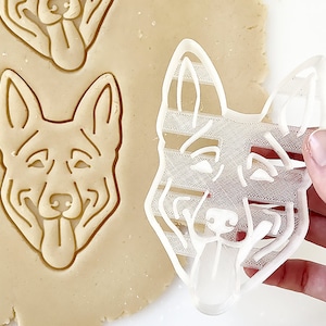 German Shepherd Cookie Cutter, Dog Face Cutter, Fondant Cutter with stamp, Animal Cutters, 3d printed, Birthday gift