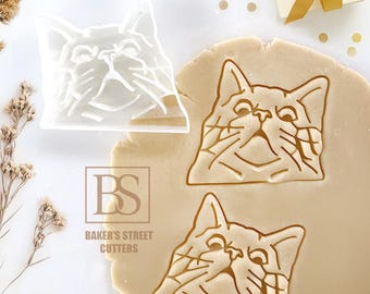 Cortador de galletas con forma de gato siberiano divertido - Sello con cara de gato