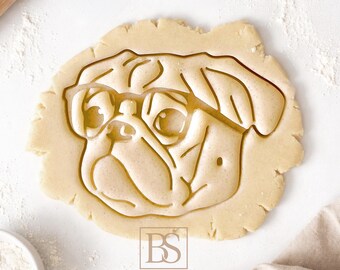 Pug in Sunglasses Cookie Cutter, Pet Portrait Gift for Pug Owner