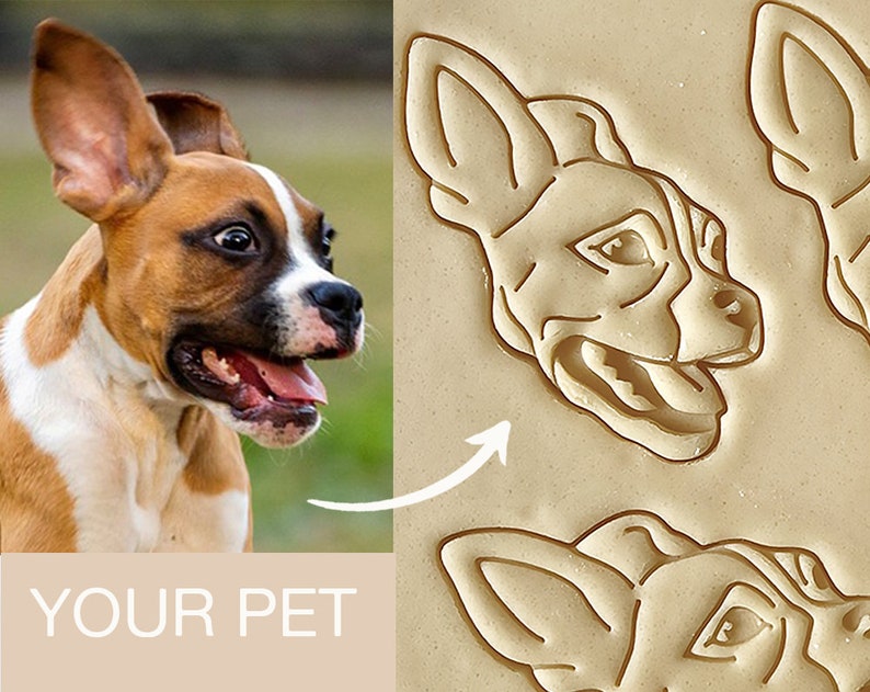 Custom Pet Portrait Cookie Cutter, Gift for pet lover, Cat Dog Face, 3D printed image 2