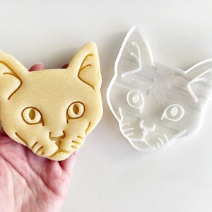 Cat Cookie Cutter, Cat Face Cutter, Fondant Cutter with stamp, Animal Cutters, 3d printed, Birthday gift