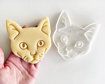 Cat Cookie Cutter, Cat Face Cutter, Fondant Cutter with stamp, Animal Cutters, 3d printed, Birthday gift