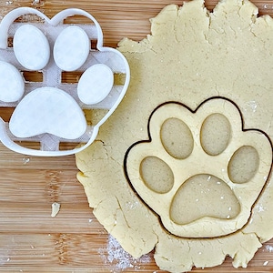 Paw Print Cookie Cutter #2, Cutter With Stamp, Fondant Cutters, Paw Cookie Cutter