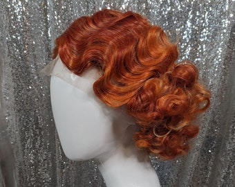 MADE TO ORDER lightweight 1930s lacefront wig, vintage hairstyle, authentic burlesque, fox ginger colour