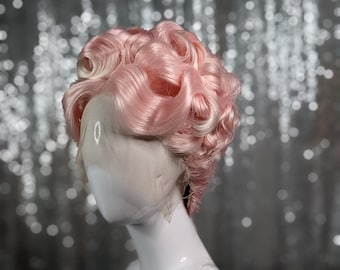 MADE TO ORDER centre part updo wig, vintage wig, drag queen wig. Your choice of colour.