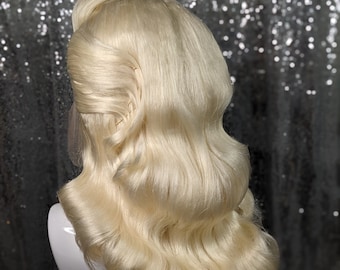 MADE TO ORDER Hollywood waves, lacefront fingerwaved wig, vintage wig, drag queen wig. Your choice of colour.