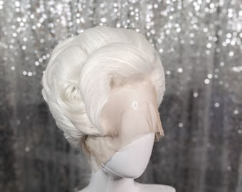 MADE TO ORDER 1950s Larissa Weems wig, Wednesday wig, midcentury white updo wig, lacefront wig, drag queen wig, burlesque wig