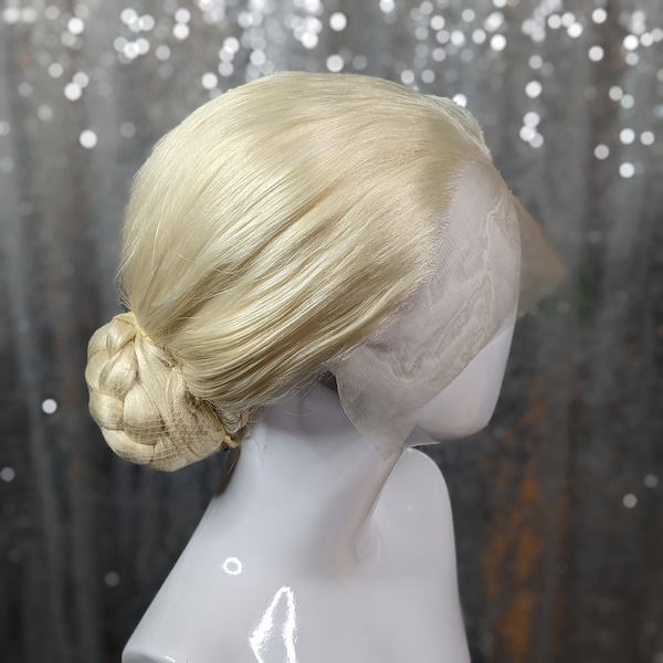 MADE TO ORDER low braid bun wig, Evita wig. chignon wig, drag queen wig. Your choice of colour.