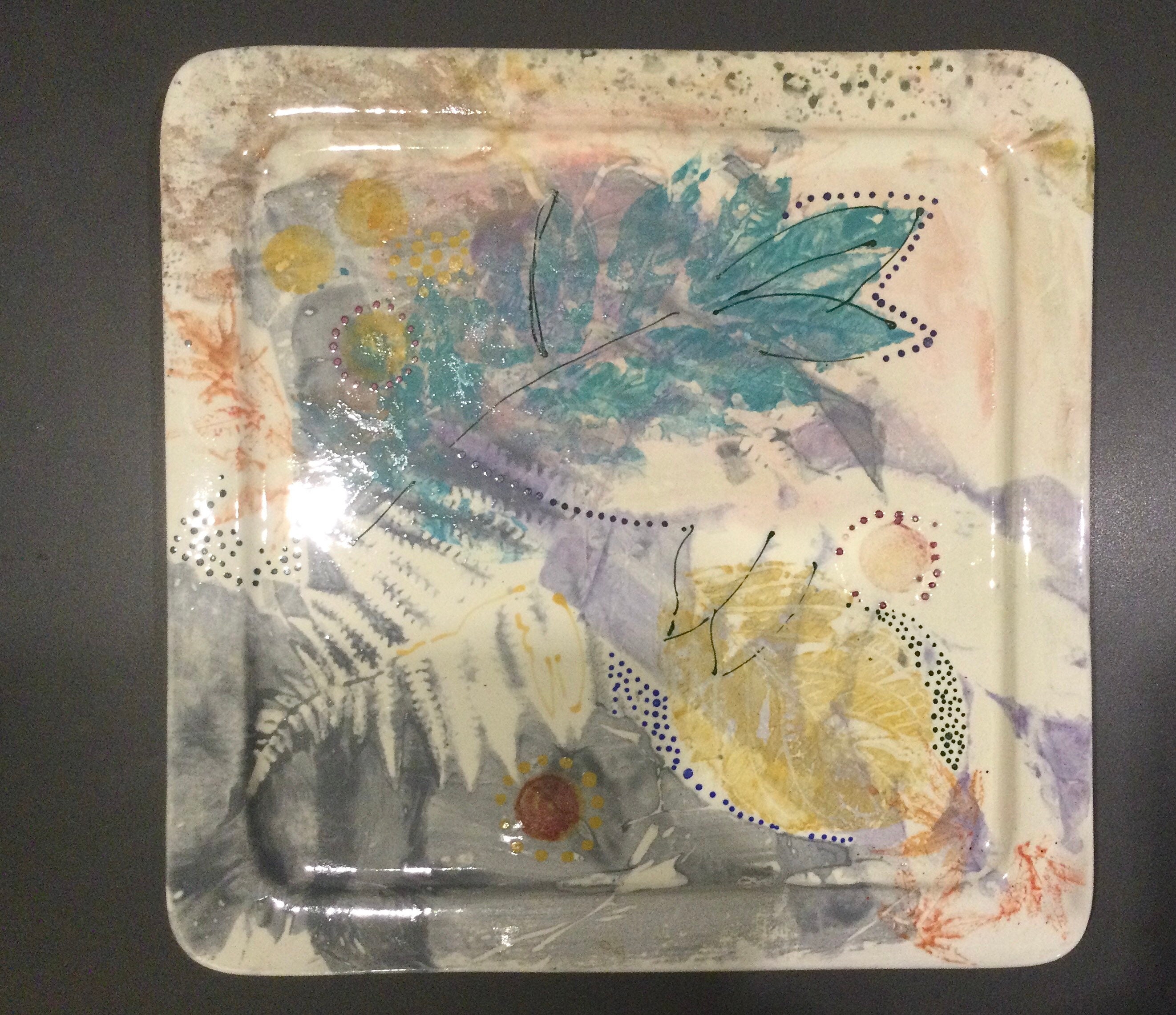 Grand Plat Carré - Graphique Floral