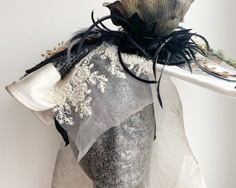 upcycled headdress "golden tears", handmade