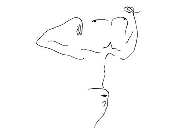 Surrender Line Art Print: Minimalist Charcoal Drawing (36x48 cm)