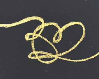 drawing "Entangled Heart" line painting, chalk on coloured paper