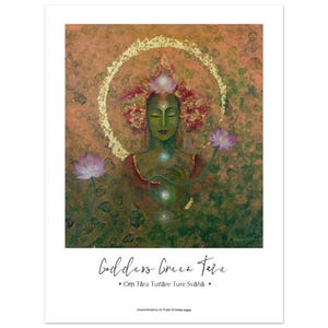 Green Tara Mantra Poster ~  Inspirational Words Art Poster ~ Meditation Yoga Wall Art~ Spiritual Home Decor