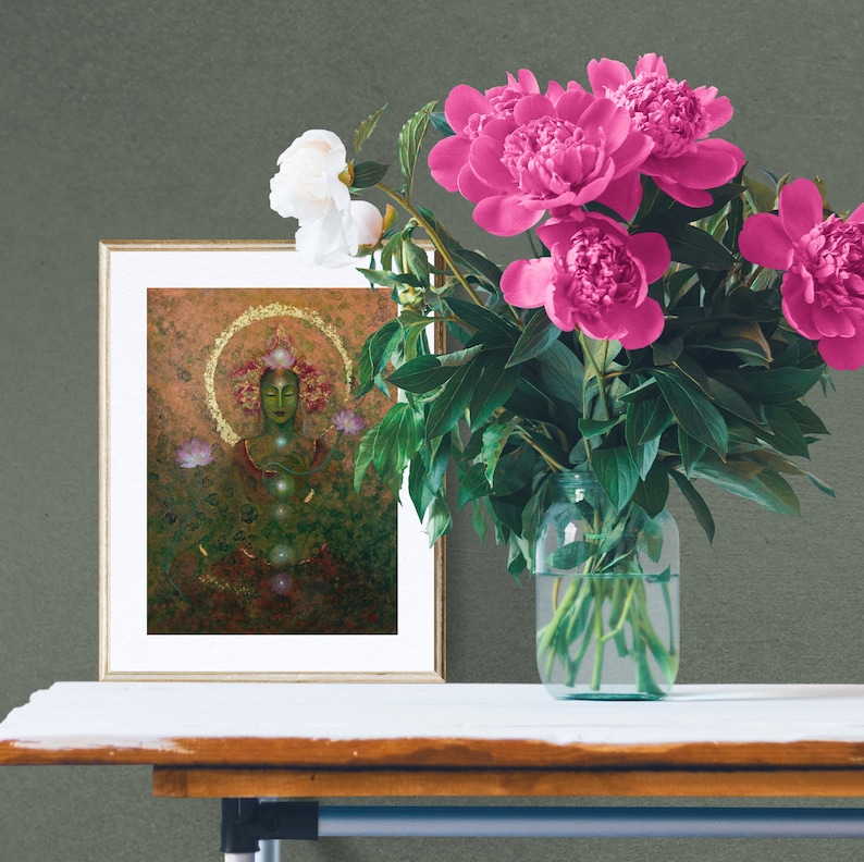 Green Tara With Dutch Gold Leaf Goddess of Healing & Etsy UK