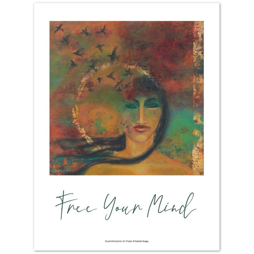 Free Your Mind ~ Inspirational Words Art Poster ~ Meditation Yoga Wall ...