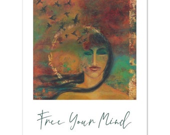 Free Your Mind ~ Inspirational Words Art Poster ~ Meditation Yoga Wall Art~ Spiritual Home Decor