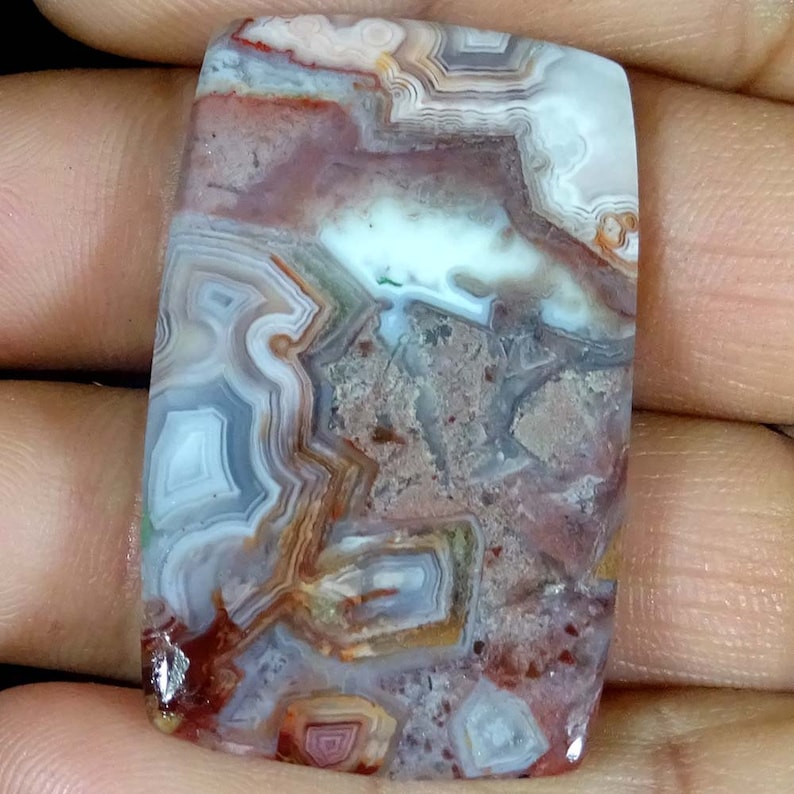 CRAZY LACE AGATE 41.55 Cts 100/% Natural Superb Designer Crazy Lace Agate Cushion Shape Cabochon ~25x41x3 mm~ Loose Gemstones