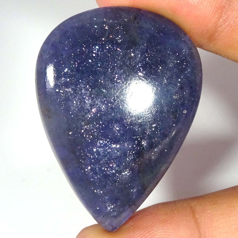IOLITE SUNSTONE 62.70 Cts 100/% Natural Superior Blue Iolite Sunstone Pear Shape Cabochon Loose Gemstones ~31x43x6 mm~