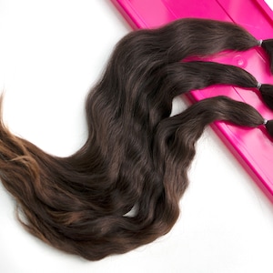 5g (ONE bundle) - Processed Alpaca Fibre Locks - 12-13&quot;  Wavy Dark Brown