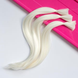5g (ONE bundle) - Processed Alpaca Fibre Locks - 9-11&quot;  - Ivory White