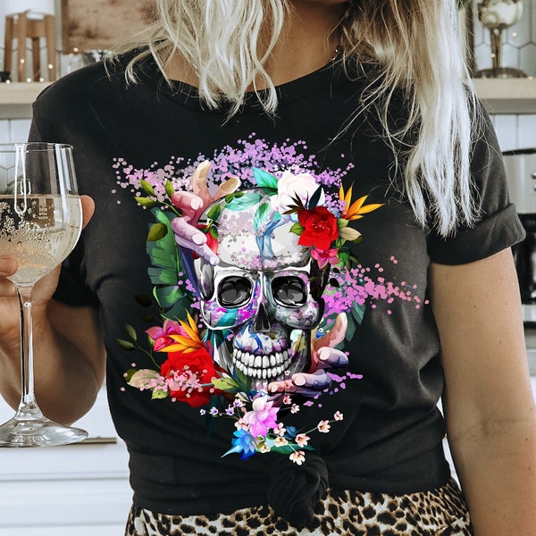 Day Of The Dead,Hispanic Heritage,Dia De Los Muertos Tee,Floral Hand Sugar Skull Women,Halloween Costume Shirt,Mexican Halloween Woman tee