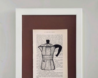 Illustrated Words - Mocha hand drawn on vintage book page