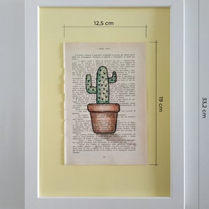 Illustrated Words Cactus mod. 3 hand drawn on vintage book page image 4