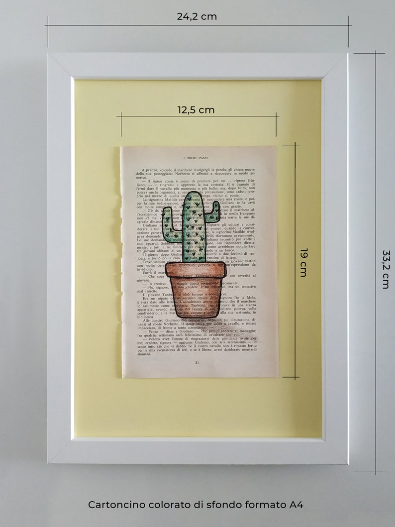 Illustrated Words Cactus mod. 3 hand drawn on vintage book page image 4