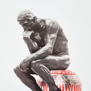 The Thinker & Tunnock&#39;s Teacake - Classical Statue and Chocolate Pop Art Print