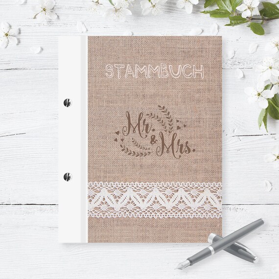 Stammbuch A5 A4 Lino Vintage Spitze Stammbuch Der Familie Hochzeit Familienstammbuch Familienbuch Eheurkunde Standesamt