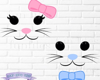 Bunny face svg, dxf, eps, Easter, Easter Bunny, Boy, Girl, Basket, Rabbit, Easter shirt, t-shirt, Cricut, Silhouette, Cut File, vector