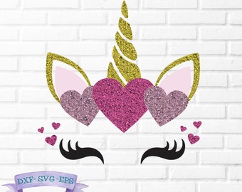 Unicorn svg, Valentine Unicorn, Glitter unicorn, valentine's day svg, clip art, Unicorn Face svg, Cute Unicorn, Cricut, Silhouette, Cut File