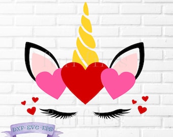 Unicorn svg, Valentine Unicorn svg, valentine's day, Hearts, t-shirt, shirt, Unicorn Face svg, Cute Unicorn, Cricut, Silhouette, Cut File