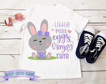 Little Miss Eggstremely Cute, Bunny svg, dxf, Easter, Rabbit, Bunny face, unicorn svg, Extremely cute, Girl t-shirt, Cricut, Cut File